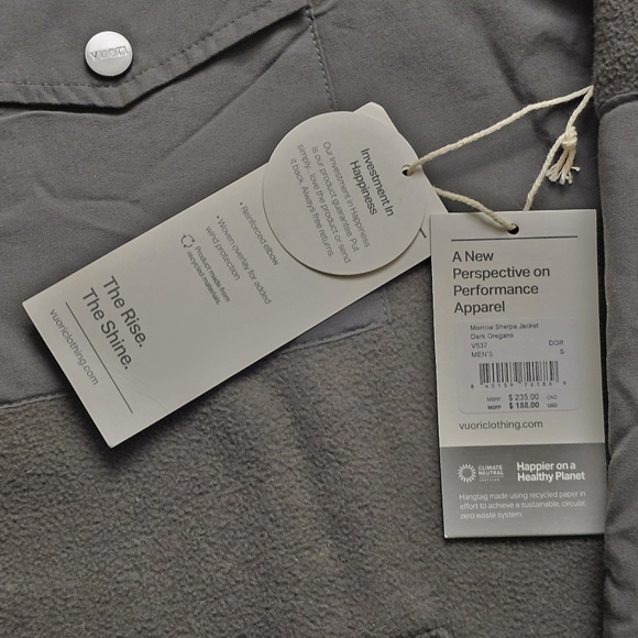 Vuori Morrow Sherpa Jacket Men Small Dark Oregano Green Long Sleeve Full Zip - Picture 9 of 15